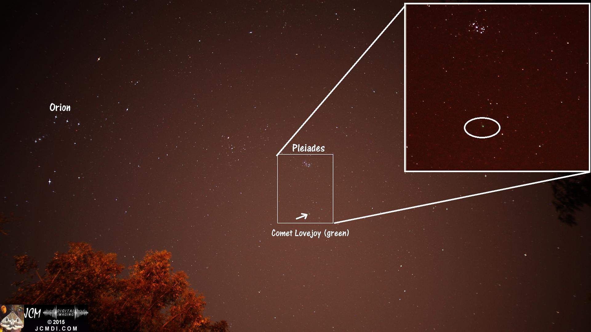 Lovejoy comet location in sky